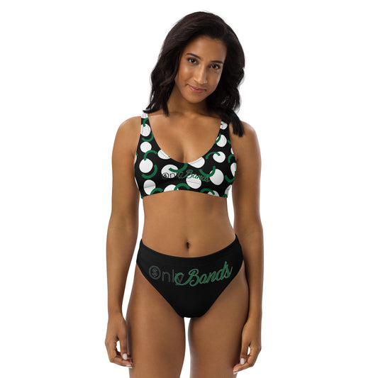 OnlyBAND$ C$G Recycled high-waisted bikini blk/grn/wht