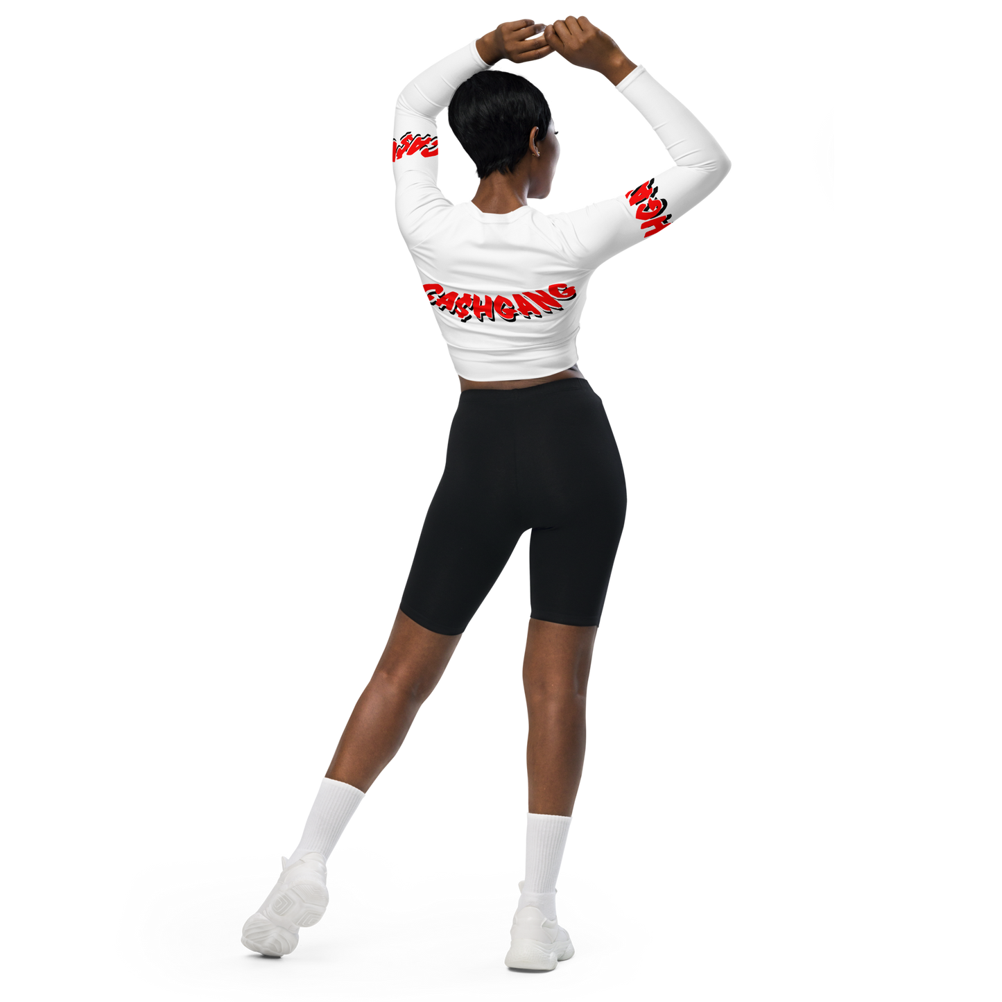 CA$HGANG long-sleeve crop top RED/WHT/BLK
