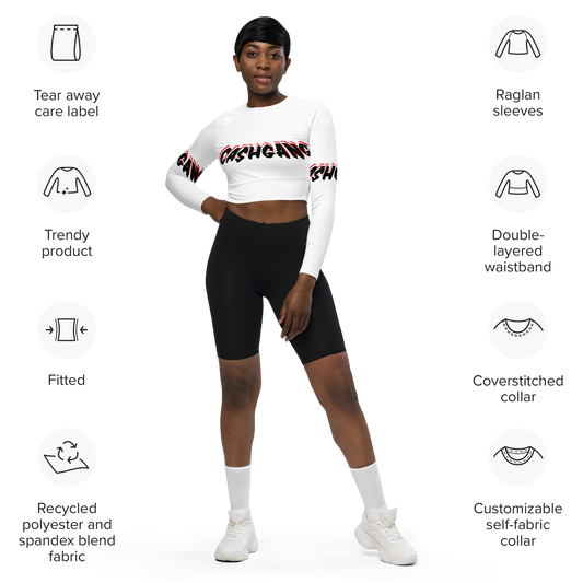 CA$HGANG long-sleeve crop top WHT/RED/BLK