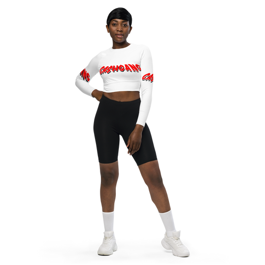 CA$HGANG long-sleeve crop top RED/WHT/BLK