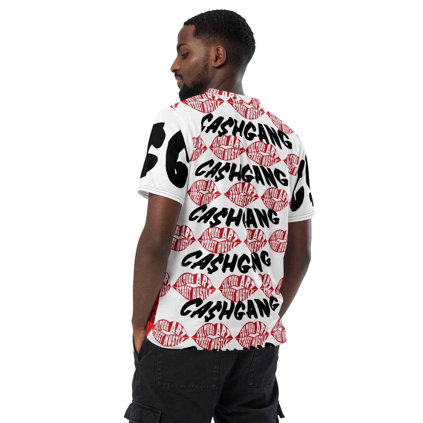 C.A.S.H Red/Wht/Blk Lips unisex sports jersey