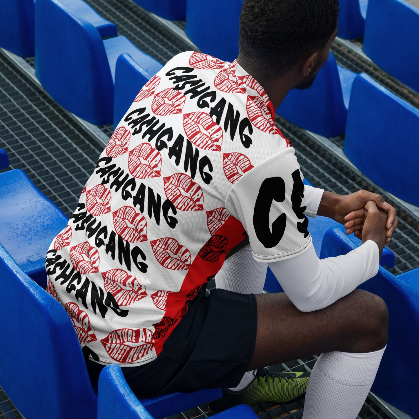 C.A.S.H Red/Wht/Blk Lips unisex sports jersey