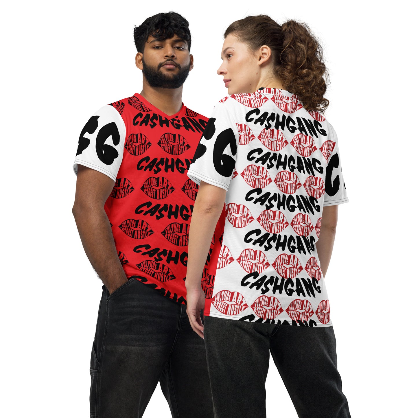 C.A.S.H Red/Wht/Blk Lips unisex sports jersey