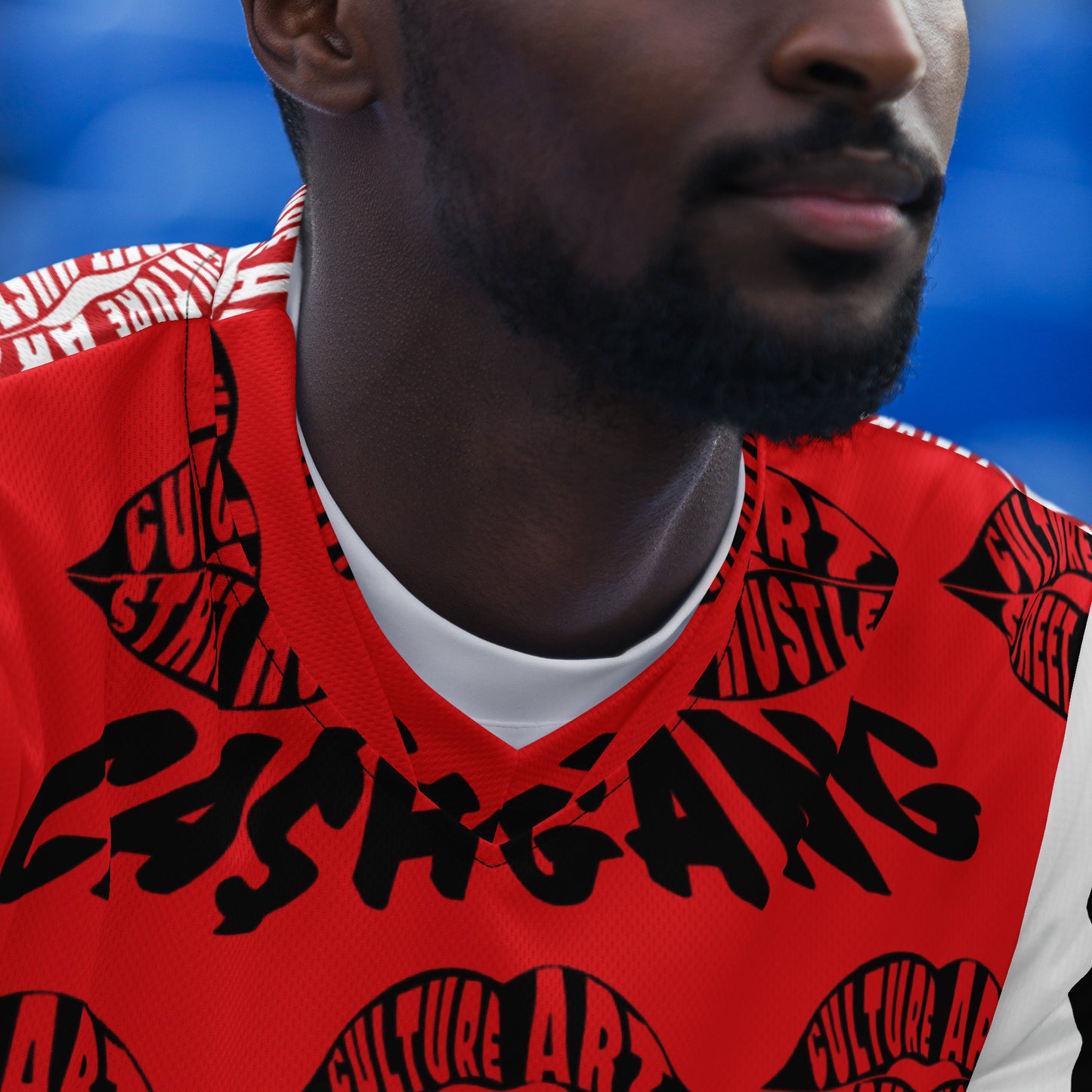 C.A.S.H Red/Wht/Blk Lips unisex sports jersey