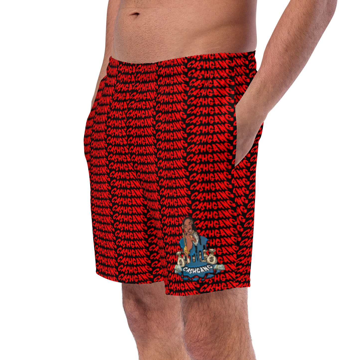 Red/Blk C$G Logo Men's swim trunks