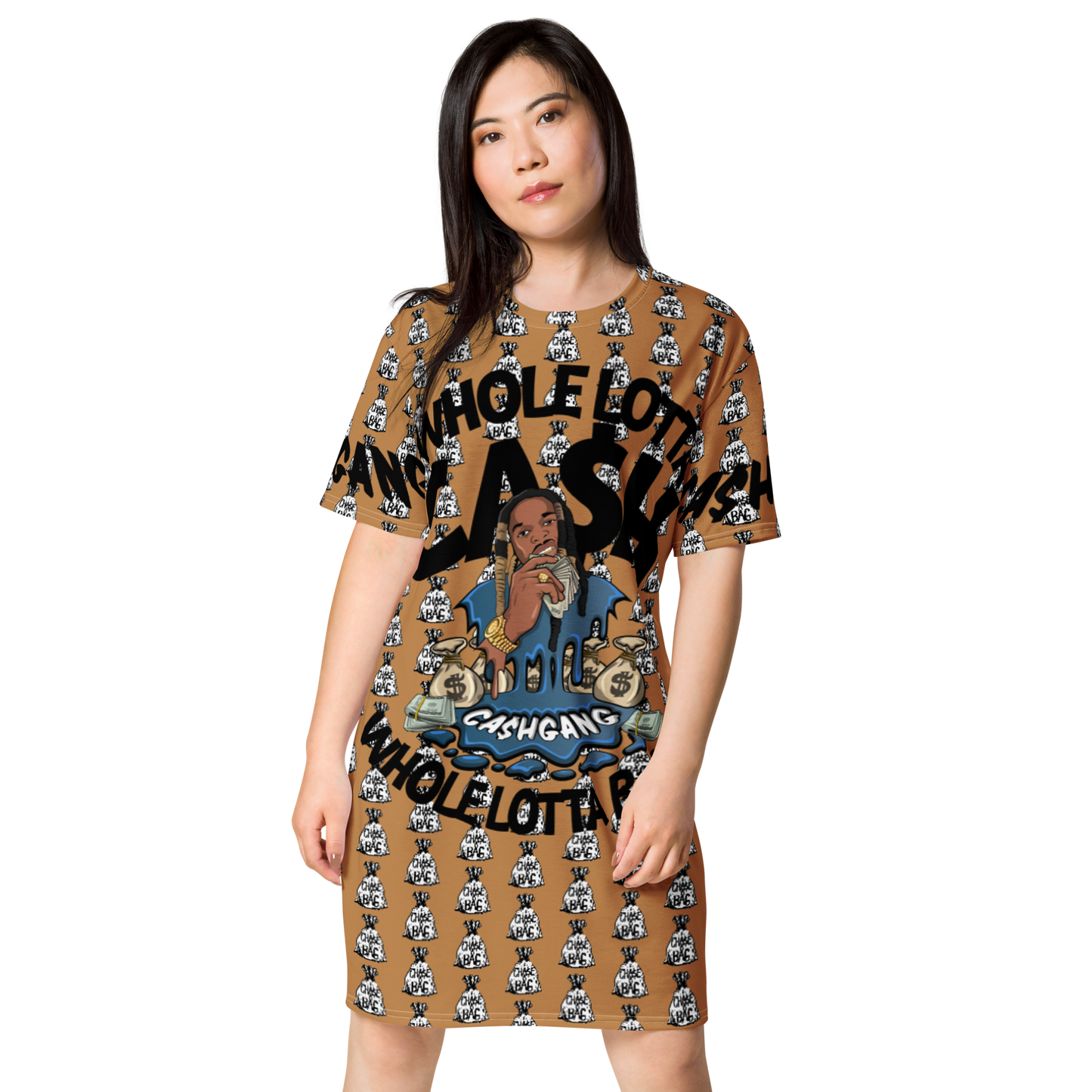 CA$HGANG Nude Big Logo C.A.B T-shirt dress