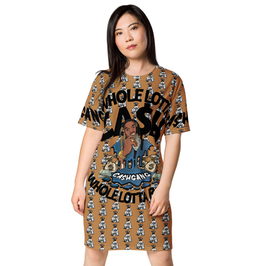 CA$HGANG Nude Big Logo C.A.B T-shirt dress