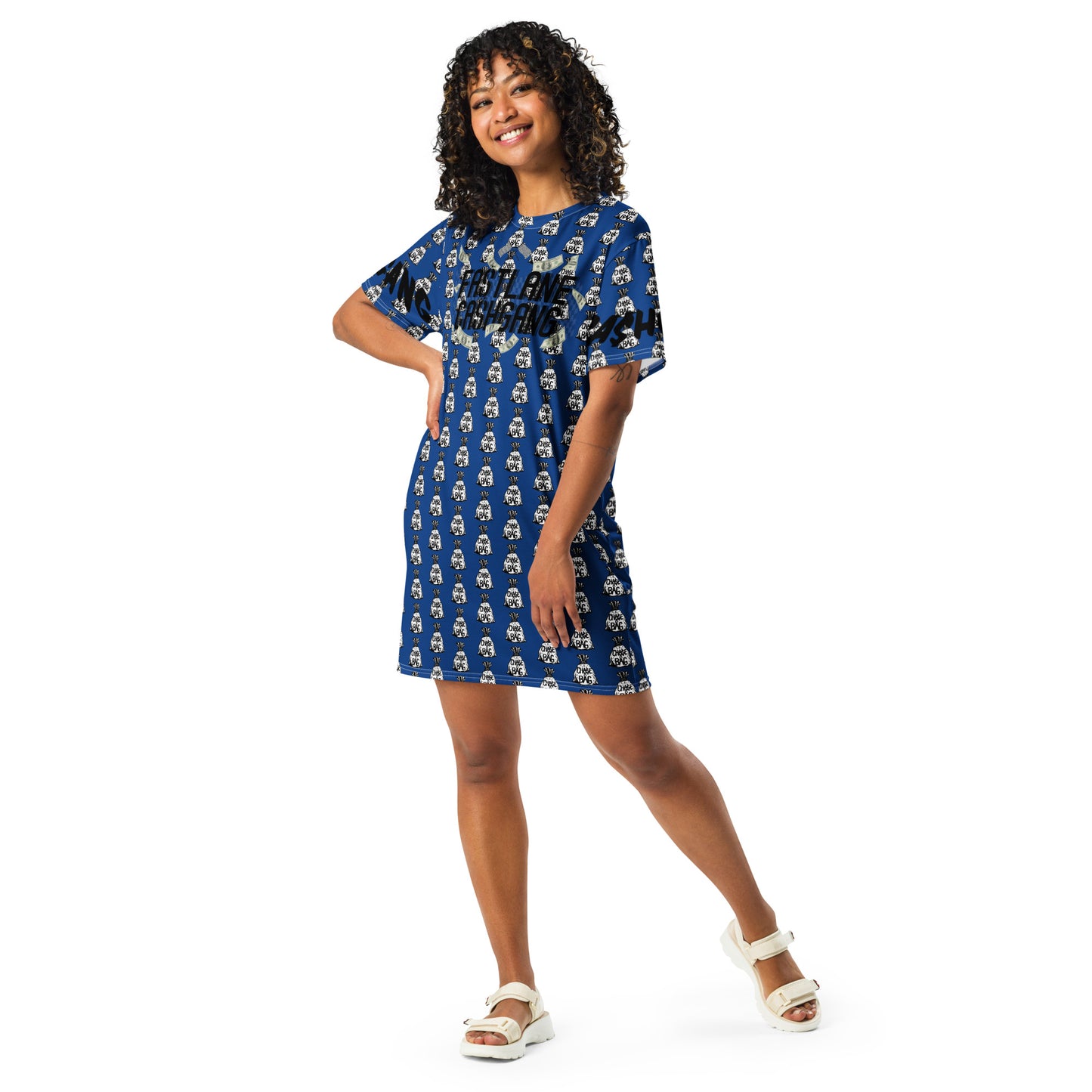 FASTLANE CA$HGANG Dark Blue T-shirt dress