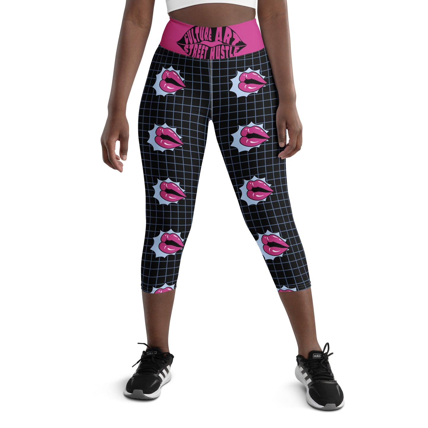 C.A.S.H Blk/Pink/Blue Yoga Capri Leggings
