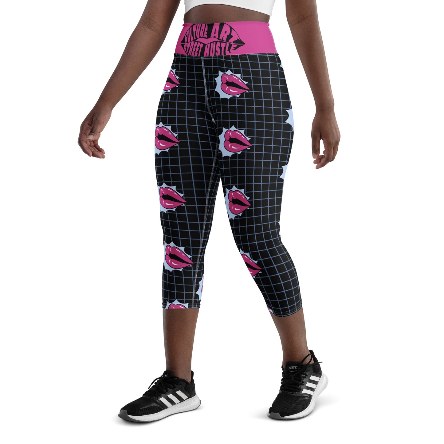 C.A.S.H Blk/Pink/Blue Yoga Capri Leggings