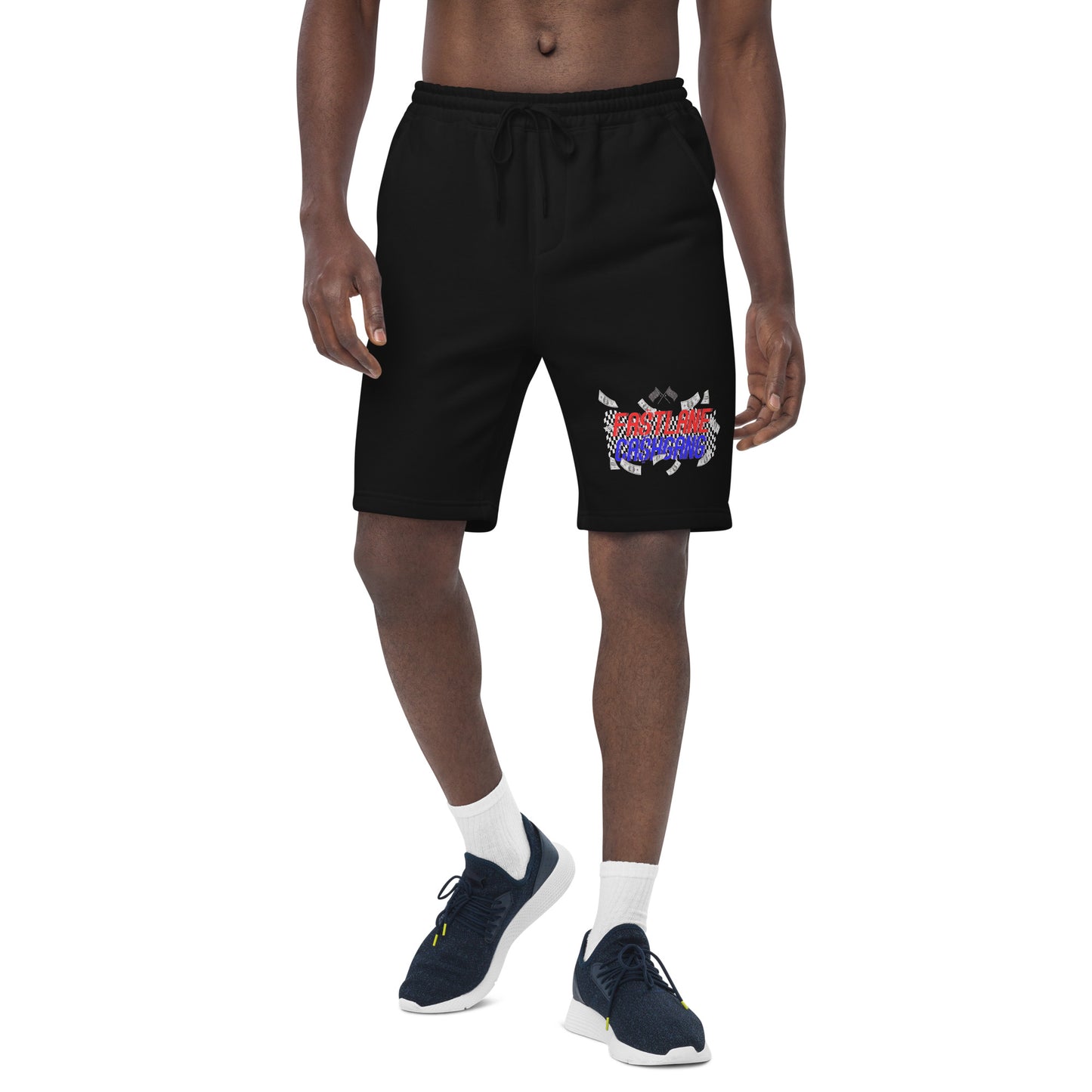 RED & BLUE FA$TLANE CA$HGANG Men's fleece shorts