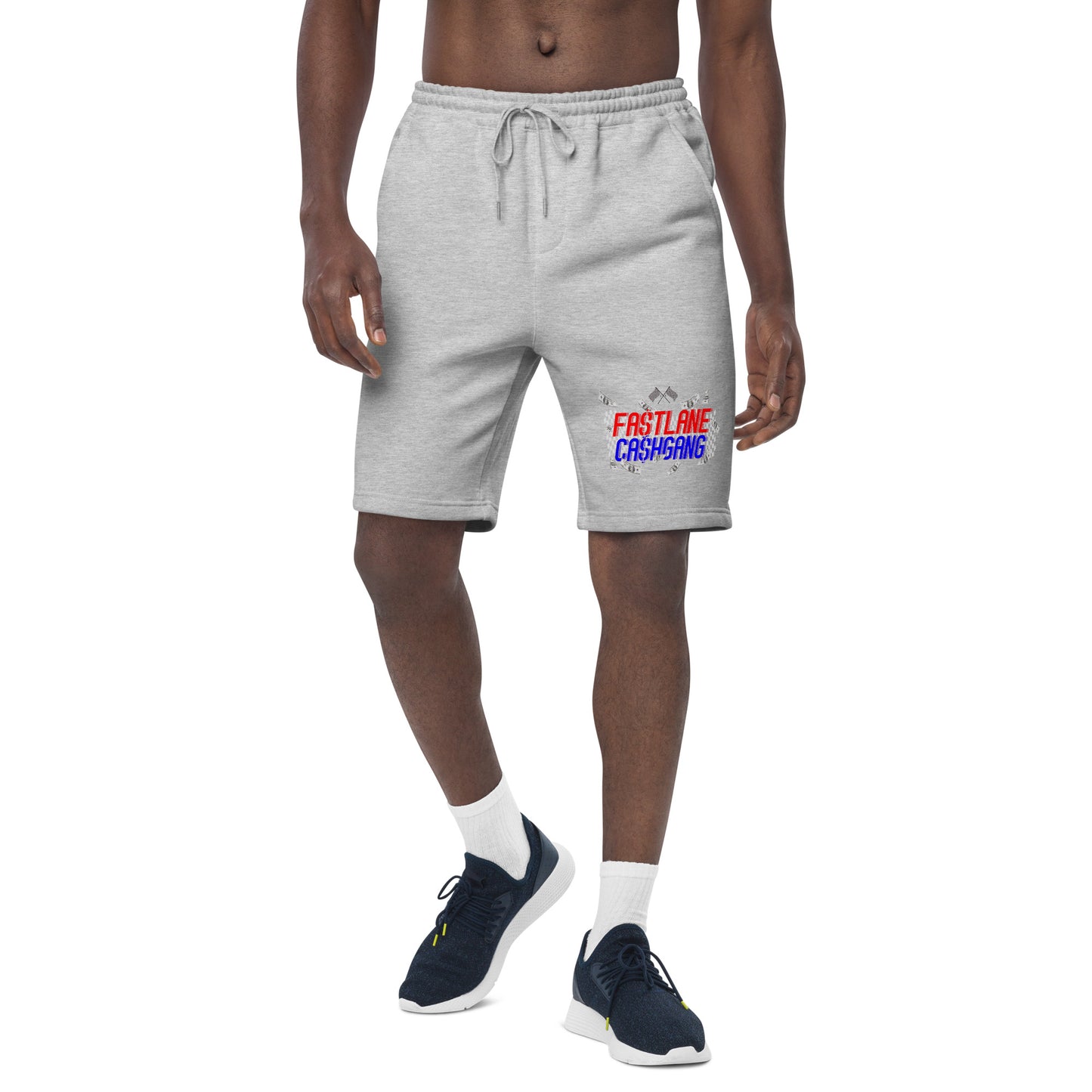 RED & BLUE FA$TLANE CA$HGANG Men's fleece shorts