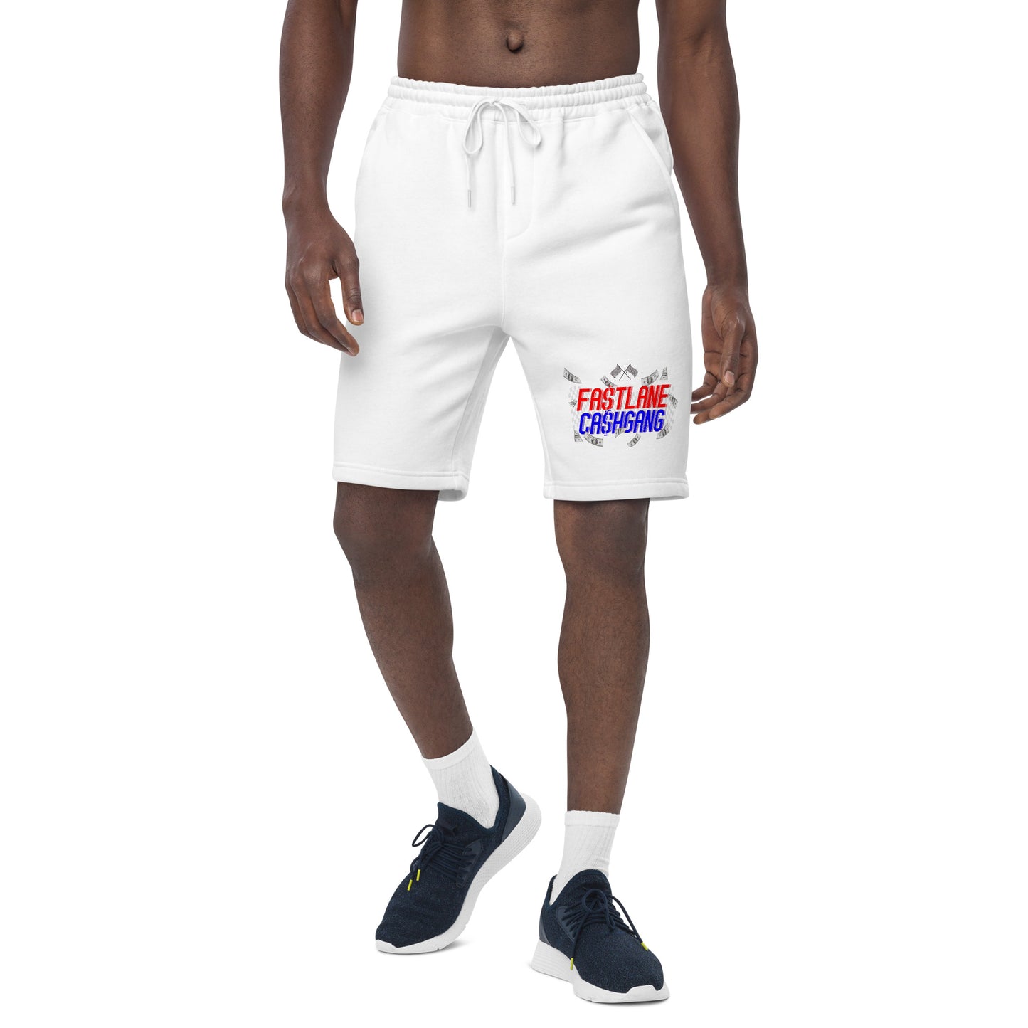 RED & BLUE FA$TLANE CA$HGANG Men's fleece shorts