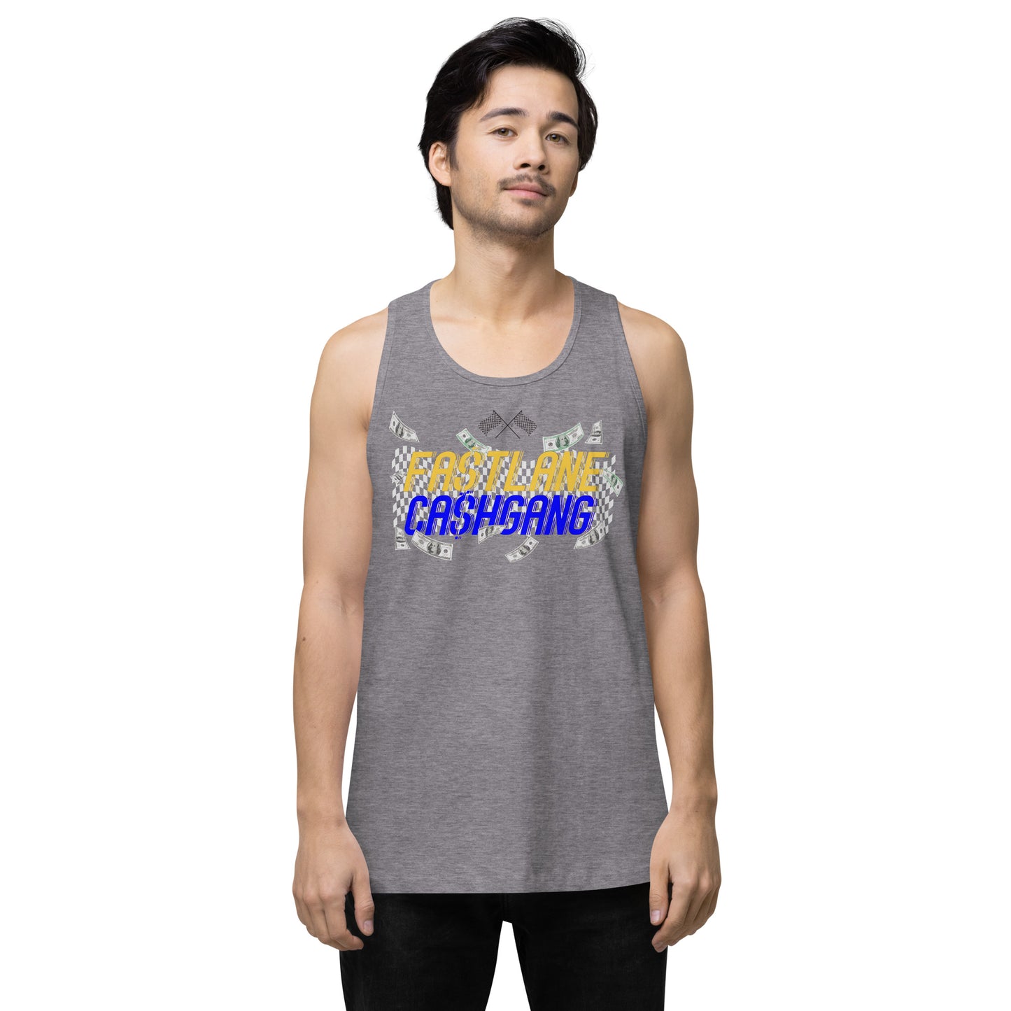 YW/BLU FA$TLANE CA$HGANG Men’s premium tank top