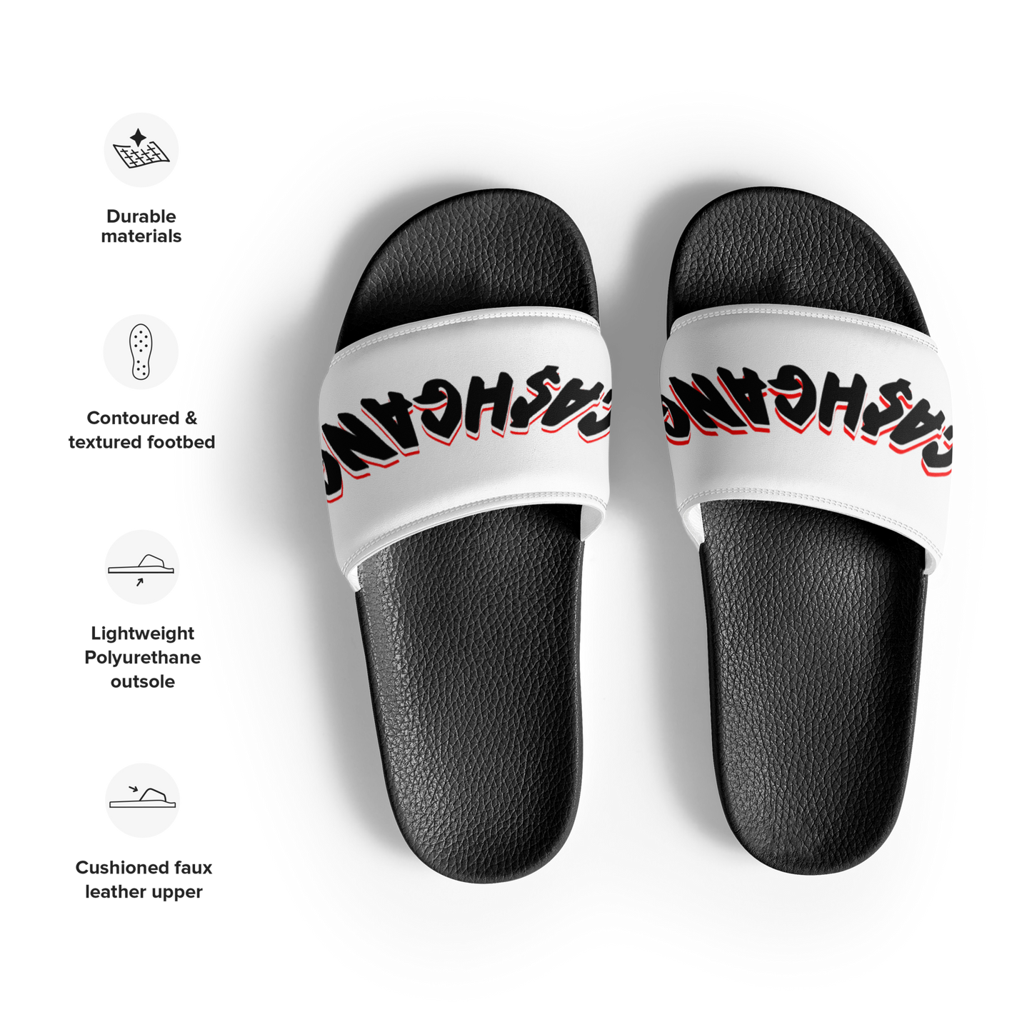 CA$HGANG Men’s slides WHT/BLK/RED