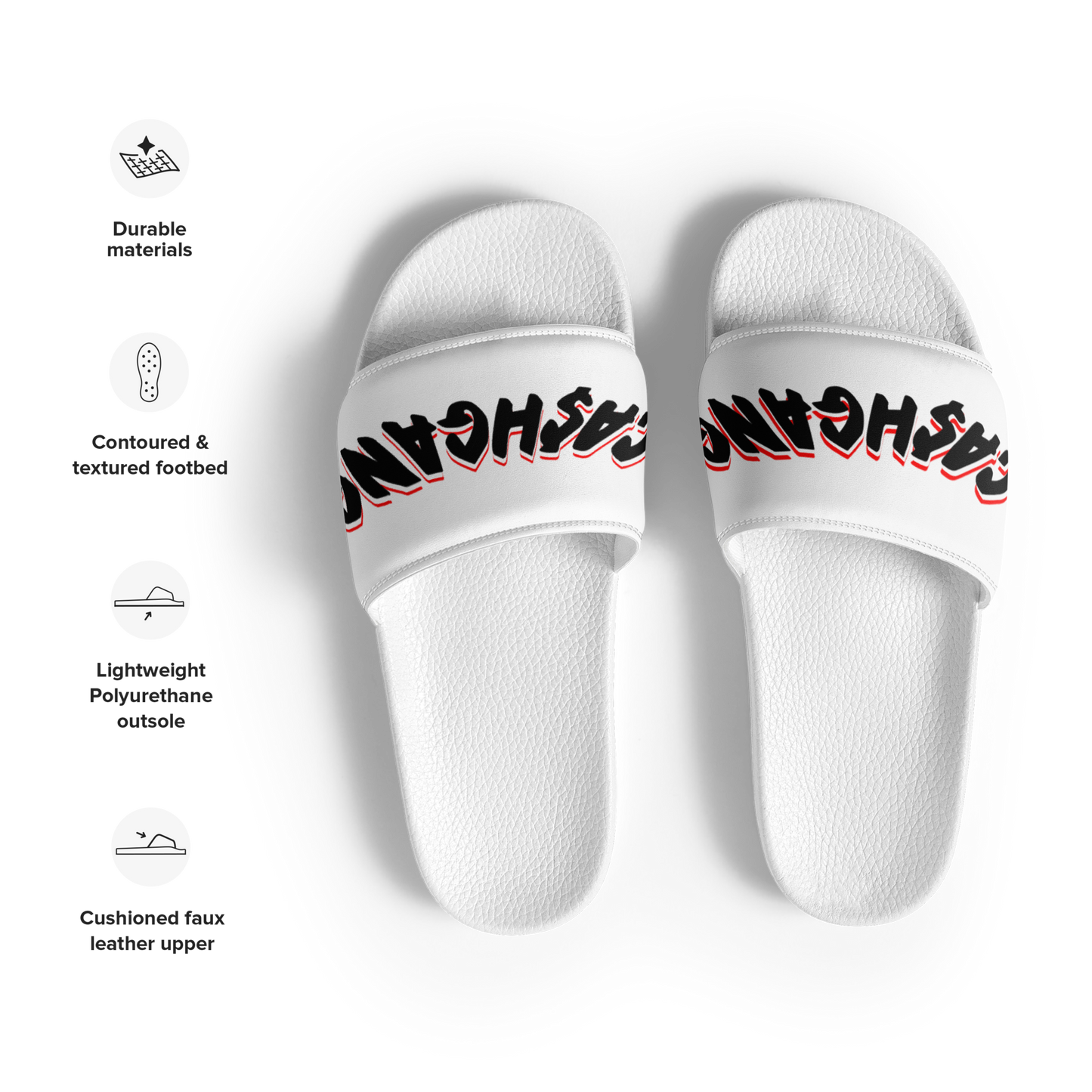 CA$HGANG Men’s slides WHT/BLK/RED