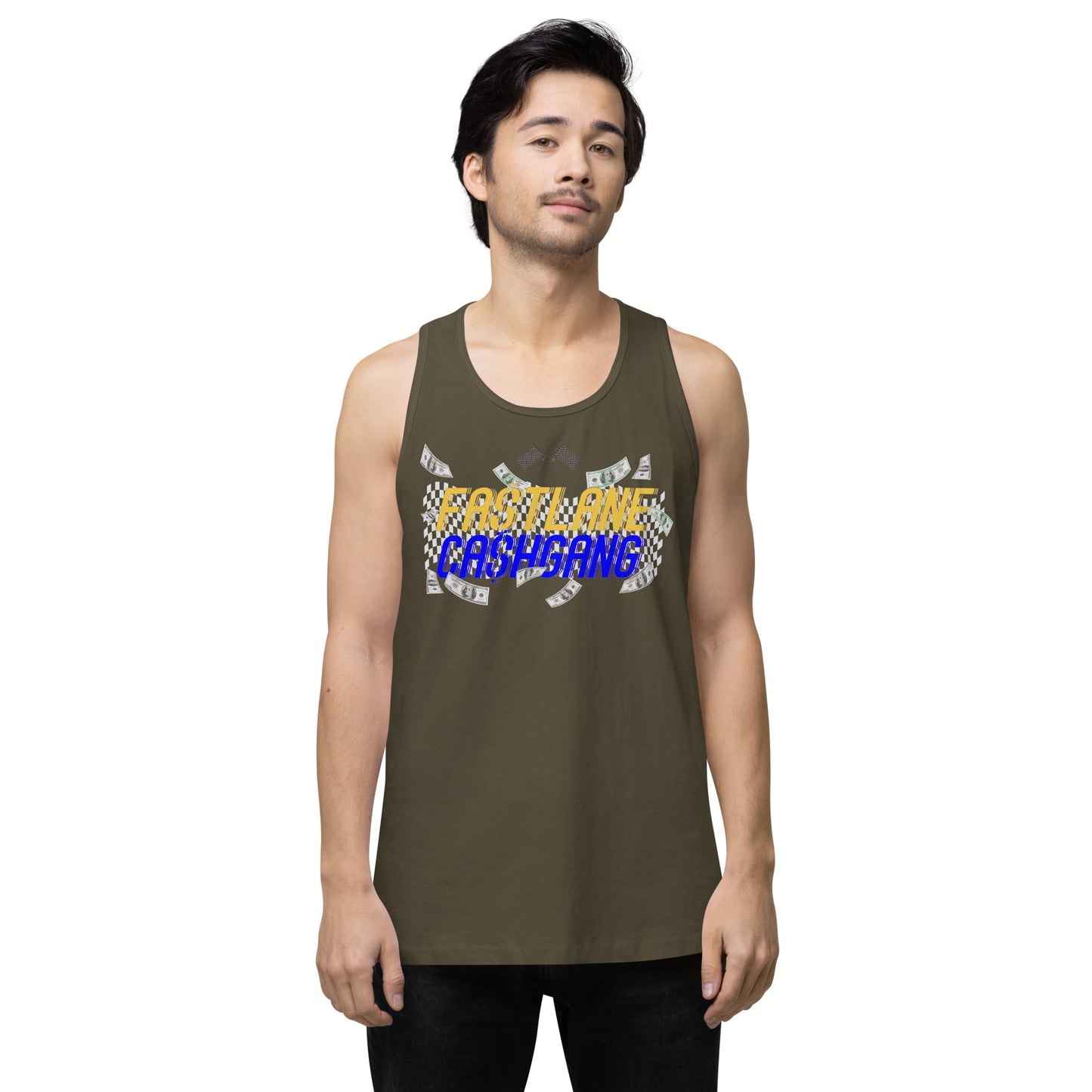 YW/BLU FA$TLANE CA$HGANG Men’s premium tank top