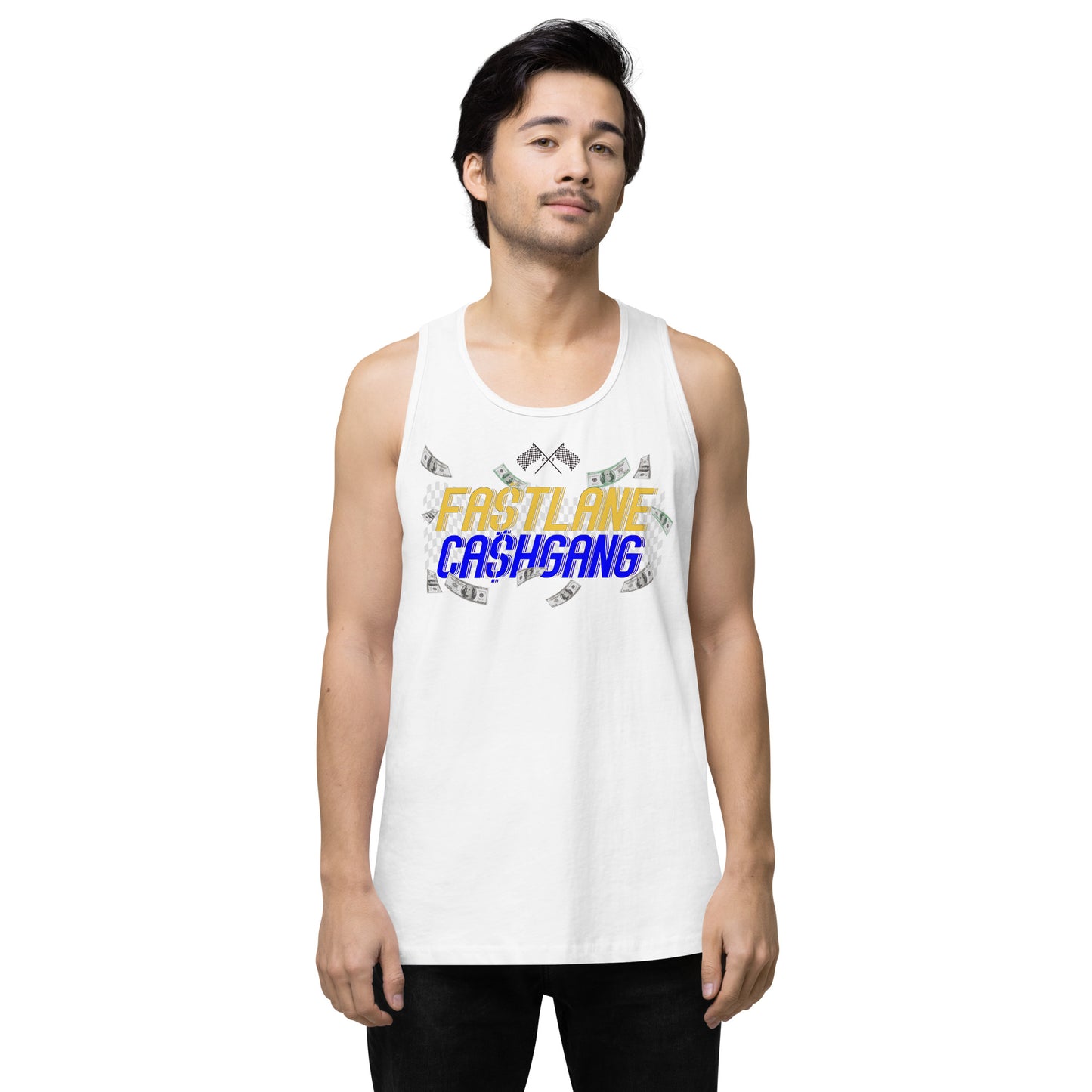 YW/BLU FA$TLANE CA$HGANG Men’s premium tank top